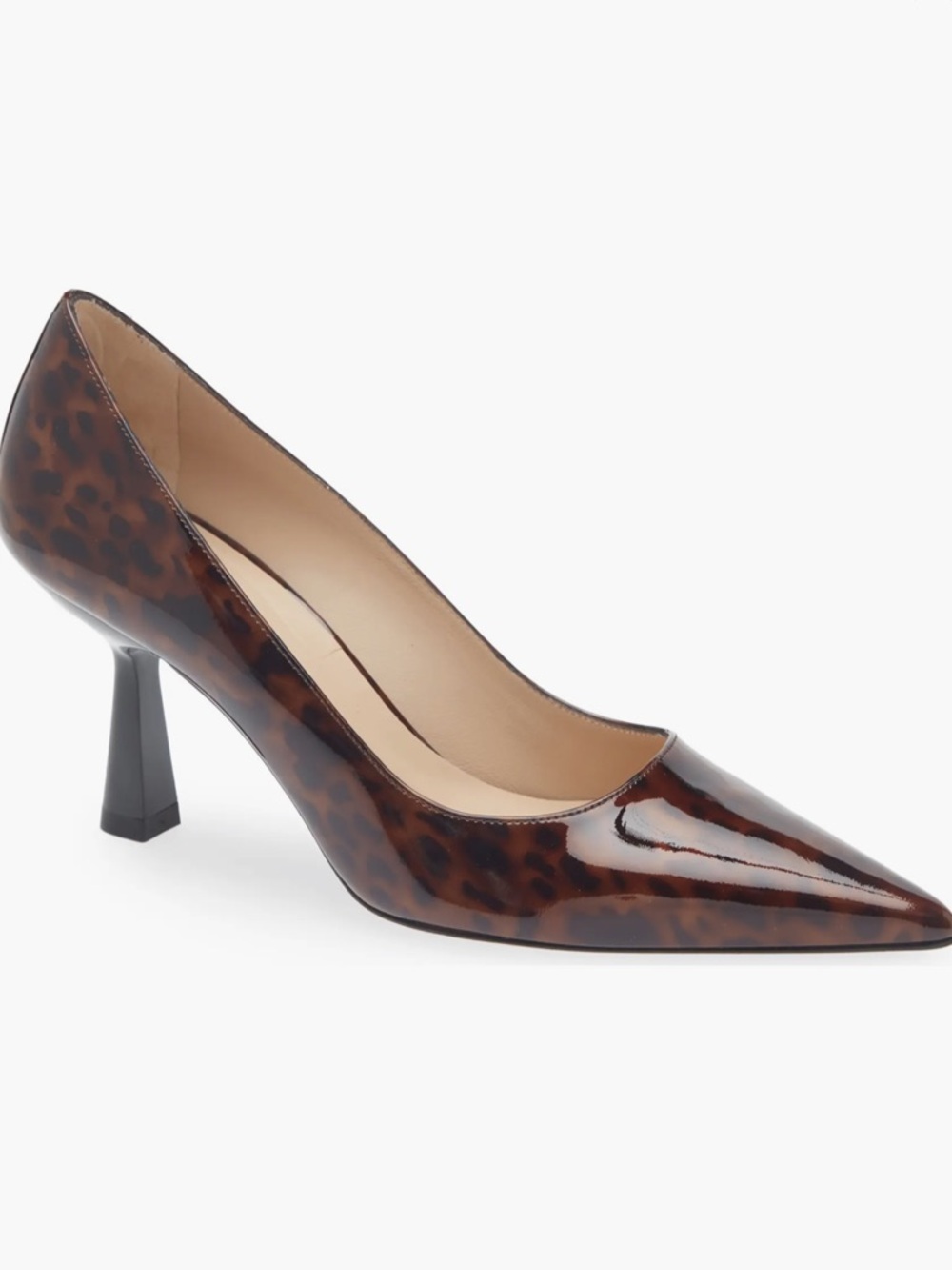 Stuart Weitzman SuperSculpt 75 Tortoise Patent Leather Pumps